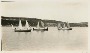 Image of Eskimo [Inuit] fishing boats racing